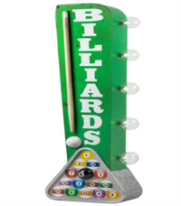 Thumbnail for 25x6 - BILLIARDS OFF THE WALL - 2 SIDED METAL SIGN - WITH LED BULBS- (2 PC PREPACK - $22.00 EACH)