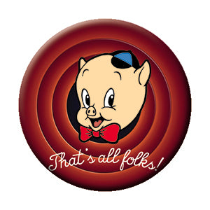 Looney Tunes Porky Pig That's All Folks 1.25" Button - 6 pc prepack