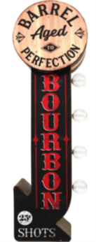 Thumbnail for 25x7 - BOURBON - 2 SIDED METAL SIGN - WITH LED BULBS- (2 PC PREPACK - $25.00 EACH)