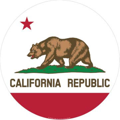 CALIFORNIA FLAG DOMED METAL SIGN - 15" ROUND- (2 PC PREPACK - $5.50 EACH)