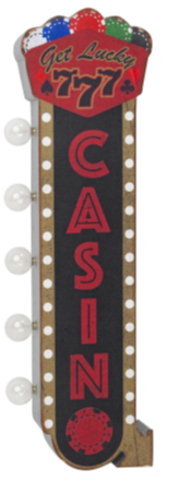 25x7 - CASINO - 2 SIDED METAL SIGN - WITH LED BULBS- (2 PC PREPACK - $27.50 EACH)