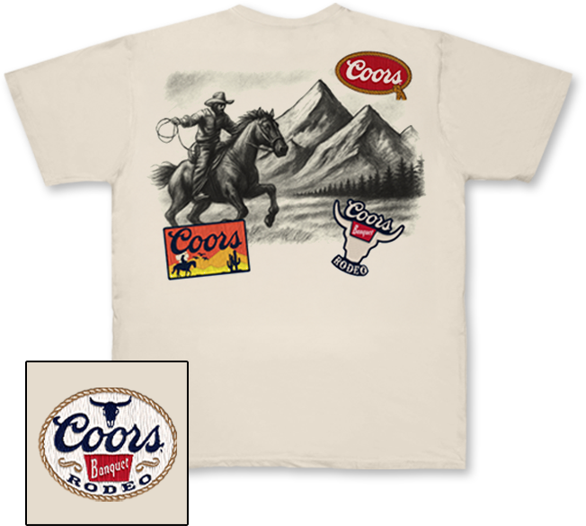 Coors Cowboy with Patches Heavy T-Shirt