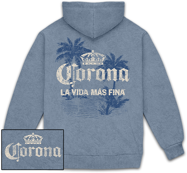 Corona Dusty Blue Mineral Wash Hoodie