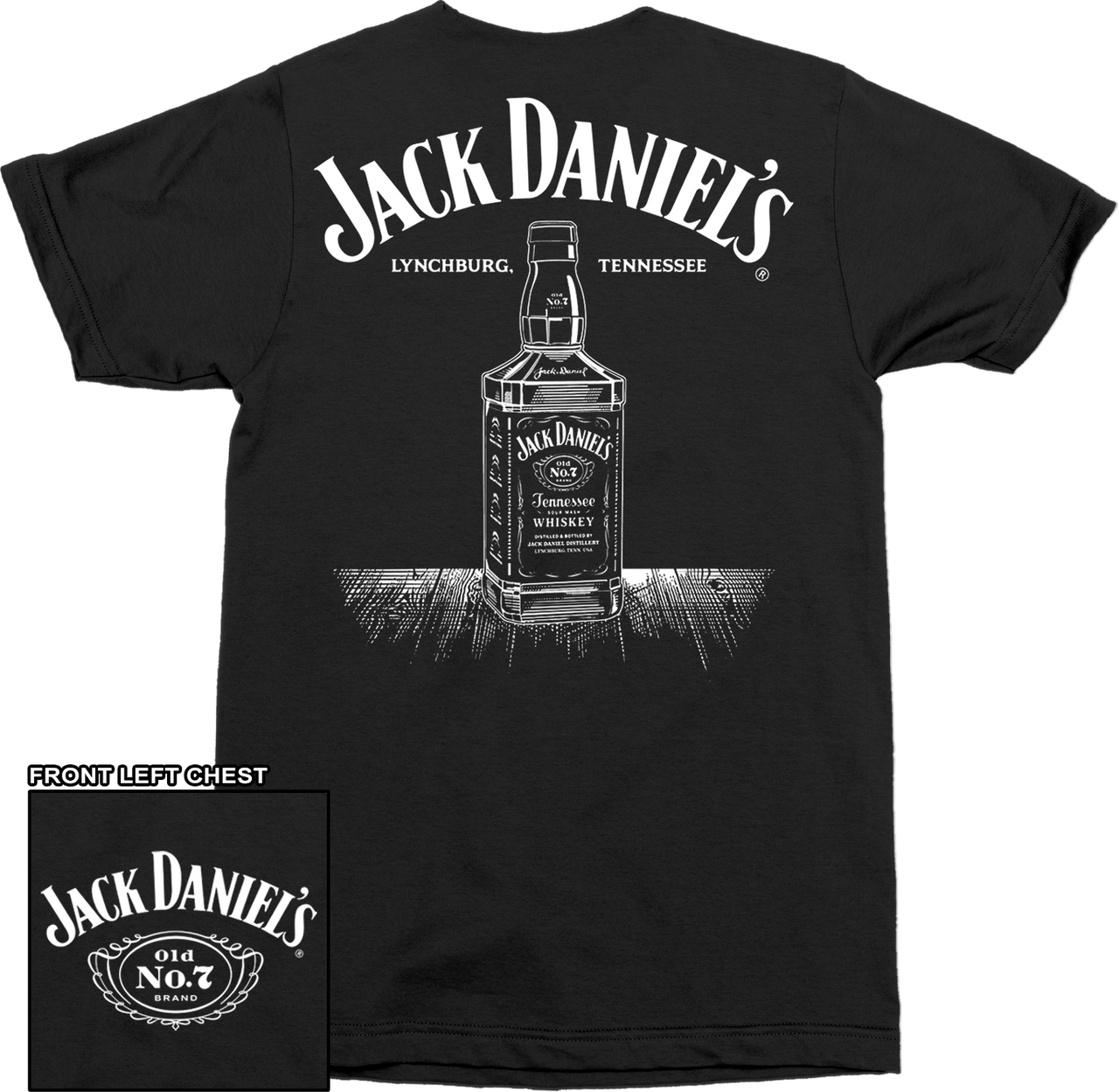 Jack Daniels Bottle Straight Logo T-Shirt
