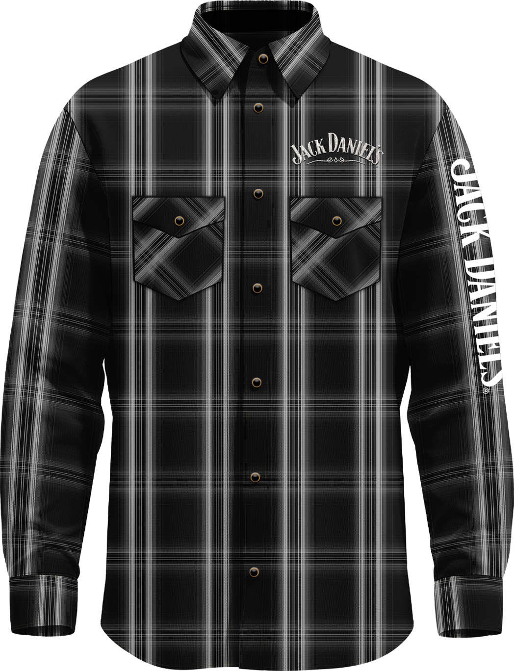 Jack Daniels Dark Cotton Plaid Long Sleeve Shirt