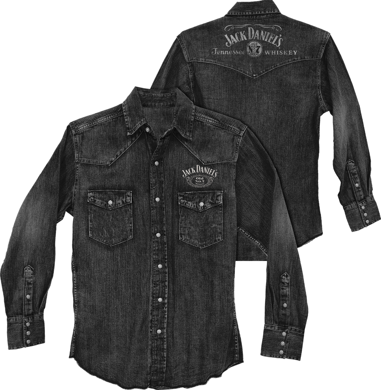 Vintaged Scroll Black Denim Shirt