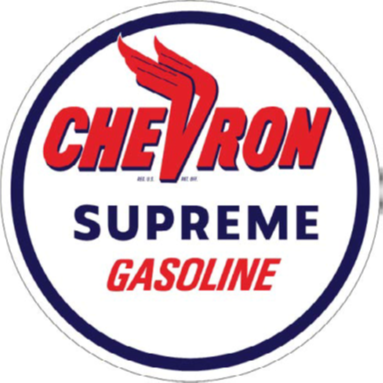CHEVRON SUPREME DOMED METAL SIGN - 15" ROUND- (2 PC PREPACK - $5.50 EACH)