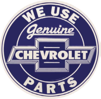 GENUINE CHEVY PARTS DOMED METAL SIGN - 15" ROUND- (2 PC PREPACK - $5.50 EACH)