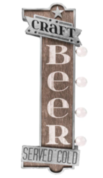 25x7 - CRAFT BEER 2 SIDED METAL SIGN - WITH LED BULBS- (2 PC PREPACK - $22.00 EACH)