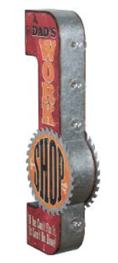 25x9 - DADS WORKSHOP - 2 SIDED METAL SIGN - WITH LED BULBS- (2 PC PREPACK - $25.00 EACH)