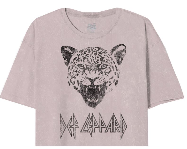 DEF LEPPARD MINERAL WASH BURNISHED LILAC LEPPARD OVERSIZE CROP