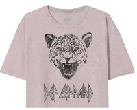 Thumbnail for DEF LEPPARD MINERAL WASH BURNISHED LILAC LEPPARD OVERSIZE CROP