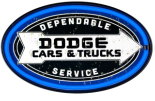 DEPENDABLE DODGE SERVICE- 16" OVAL LED ROPE SIGN - (2 PC PPK - $14.25 EACH)