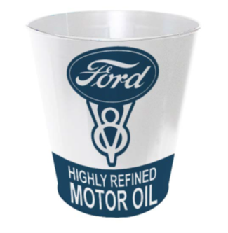 10.5" ROUND x 11" HIGH - FORD V8 METAL TRASH BIN - (2 PC PREPACK - $9.00 EACH)