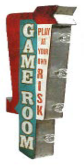 Thumbnail for 25x9 - GAME ROOM 2 SIDED METAL SIGN - WITH LED BULBS- (2 PC PREPACK - $22.00 EACH)