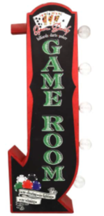 Thumbnail for 25x10 - GAME ROOM - 2 SIDED METAL SIGN - WITH LED BULBS- (2 PC PREPACK - $25.00 EACH)