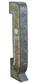 25x8 - PRO SHOP - 2 SIDED METAL SIGN - WITH LED BULBS- (2 PC PREPACK - $25.00 EACH)
