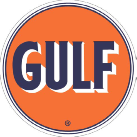 GULF LOGO DOMED METAL SIGN - 15" ROUND- (2 PC PREPACK - $5.50 EACH)