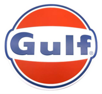 Thumbnail for 16.25X15.25 - GULF LOGO- SHAPED AND EMBOSSED METAL SIGN - (2 PC PREPACK - $9.00 EACH)