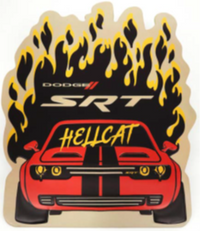 Thumbnail for 14.40” x 17.35” - SRT HELLCAT - SHAPED AND EMBOSSED METAL SIGN - (2 PC PREPACK - $9.00 EACH)