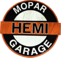 Thumbnail for 16” x 15.62” - MOPAR HEMI GARAGE - SHAPED AND EMBOSSED METAL SIGN - (2 PC PREPACK - $9.00 EACH)