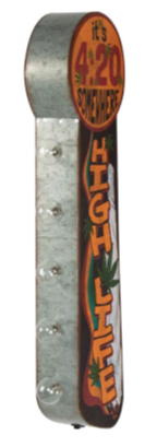 Thumbnail for 25x7 - HIGH LIFE - 2 SIDED METAL SIGN WITH LED BULBS- (2 PC PREPACK - $25.00 EACH)
