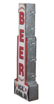 25x7 - BEER - 2 SIDED METAL SIGN - WITH LED BULBS- (2 PC PREPACK - $25.00 EACH)
