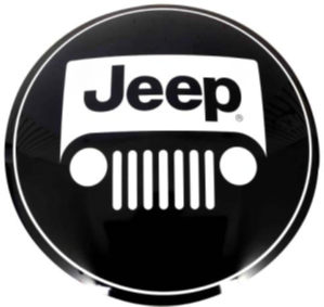 JEEP BLACK DOMED METAL SIGN - 15" ROUND- (2 PC PREPACK - $5.50 EACH)