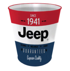 10.5" ROUND x 11" HIGH - JEEP METAL TRASH BIN - (2 PC PREPACK - $9.00 EACH)