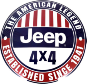 JEEP AMERICAN DOMED METAL SIGN - 15" ROUND- (2 PC PREPACK - $5.50 EACH)