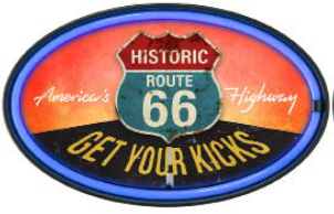 HISTORIC RTE 66 - 16" OVAL LED ROPE SIGN - (2 PC PPK - $14.25 EACH)