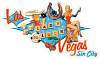 Thumbnail for 20.58” x 12.12” - LADY LUCK LAS VEGAS - SHAPED AND EMBOSSED METAL SIGN - (2 PC PREPACK - $9.00 EACH)
