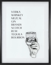 22X28 - DRINK LIST FRAMED GLASS ART- (2 PC PREPACK - $15.00 EACH)