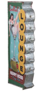 24x11 - COCKTAIL LOUNGE - 2 SIDED METAL SIGN - WITH LED BULBS- (2 PC PREPACK - $25.00 EACH)