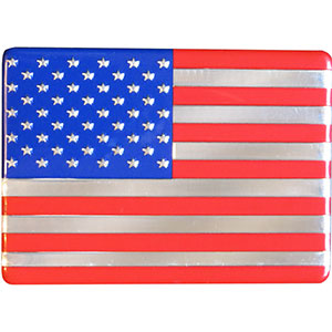 US Flag On Silver Metal 2.5"x3.5" Magnet - 3 pc prepack