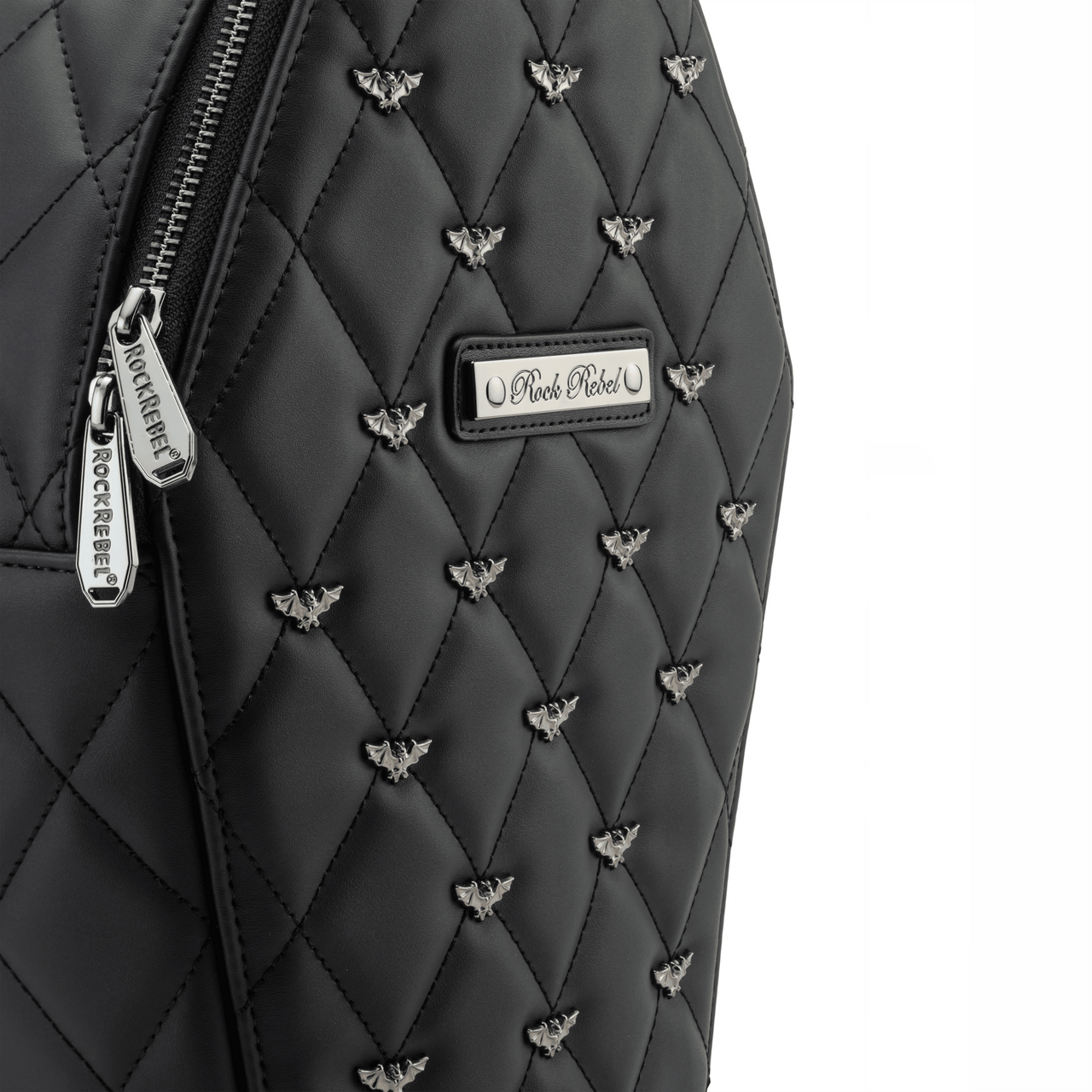 Mina Bat Studded Coffin Backpack - Matte Black
