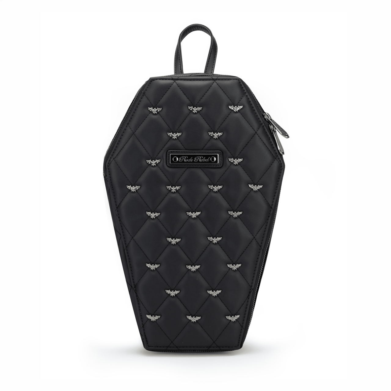 Mina Bat Studded Coffin Backpack - Matte Black