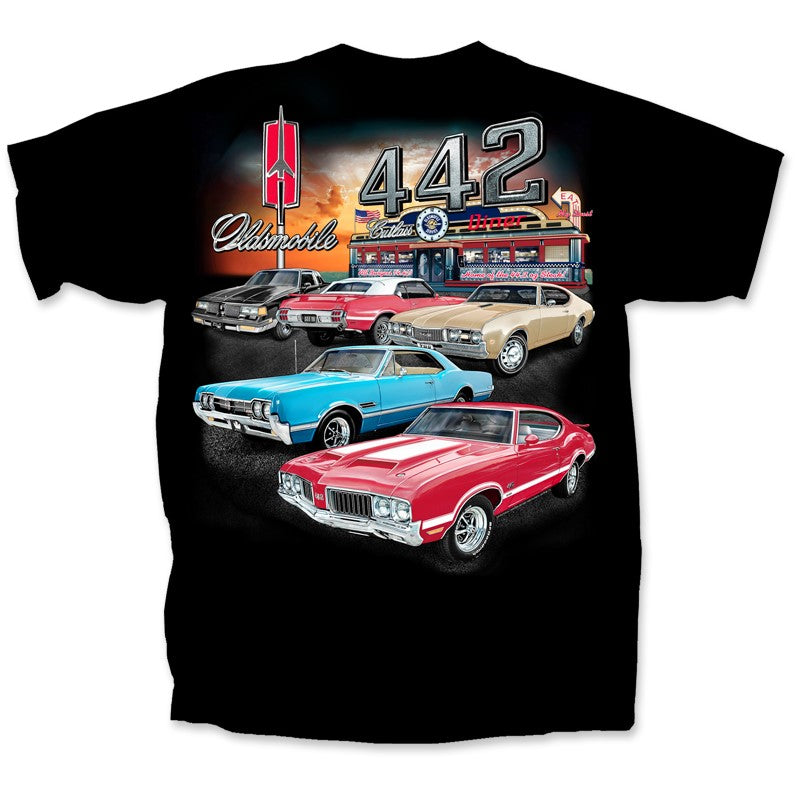 GM 442 Olds Cutlass Diner Multi Car T-Shirt