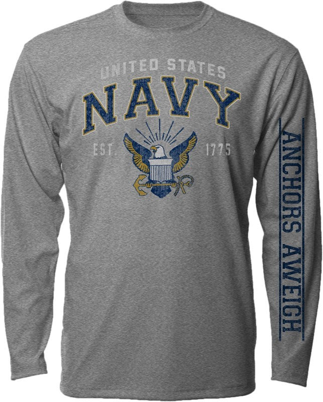 Navy Vintage Block Long Sleeve L/S T-Shirt