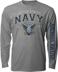 Thumbnail for Navy Vintage Block Long Sleeve L/S T-Shirt