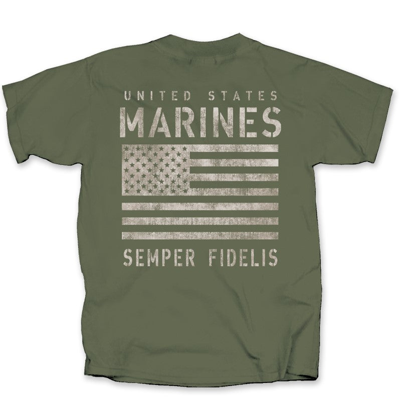 Military Marine Tonal Flag T-Shirt