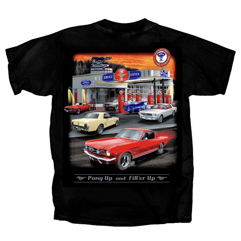Ford Mustang Pony Up & Fill'er Up Gas Station T-Shirt