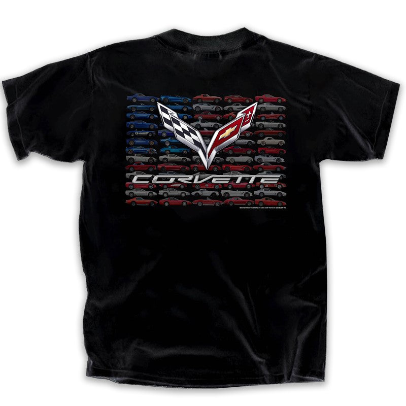 GM Corvette Flag of Cars Stacked T-Shirt
