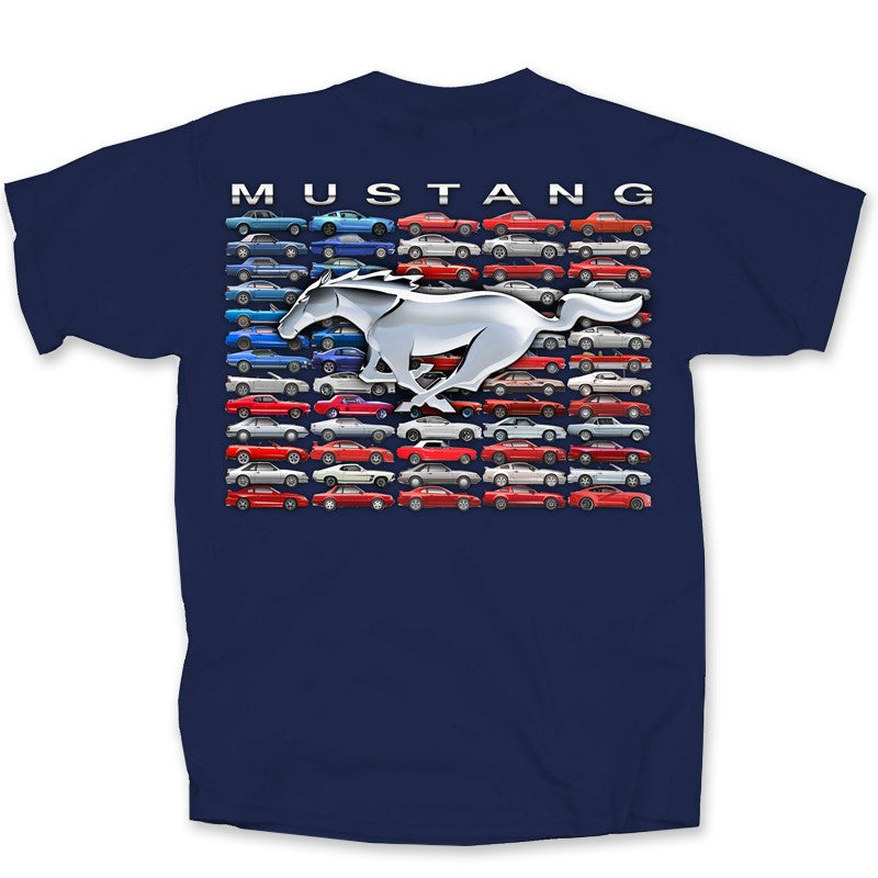Ford Mustang Car Flag Stacked W Pony T-Shirt
