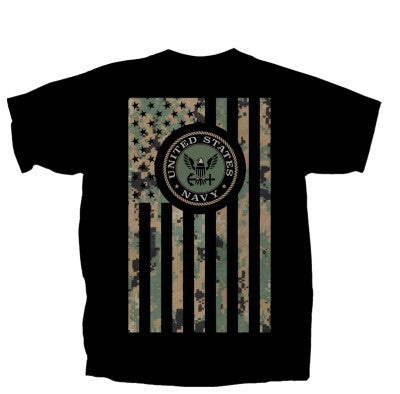 Military Navy Camo Flag W/ Logo T-Shirt