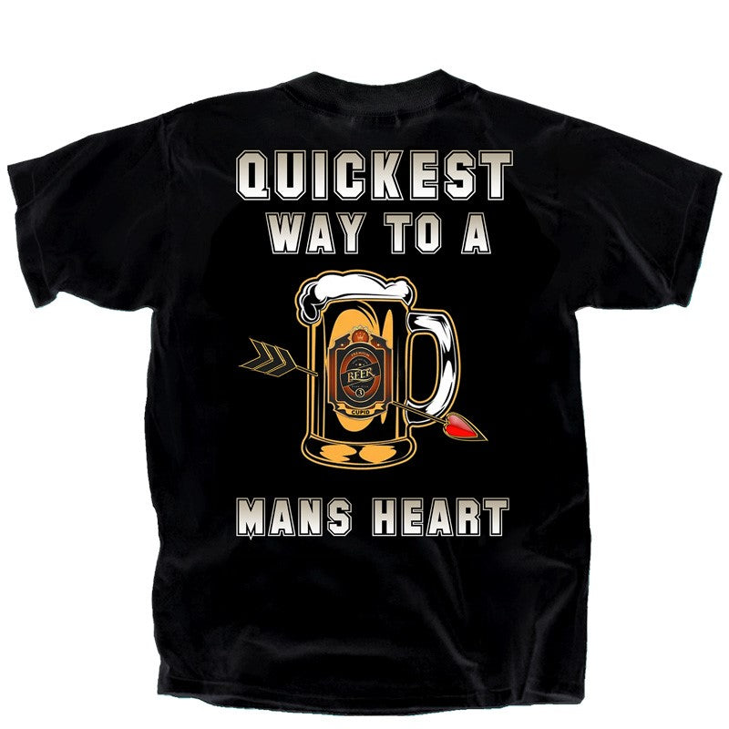 Drinking Beer Quickest Way to Mans Heart T-Shirt