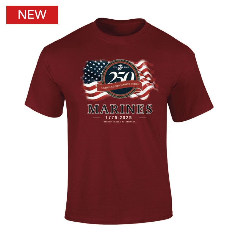Military Marine 250th Anniversary Flag T-Shirt