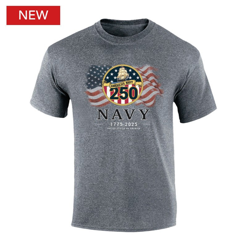 Military Navy 250th Anniversary Flag T-Shirt