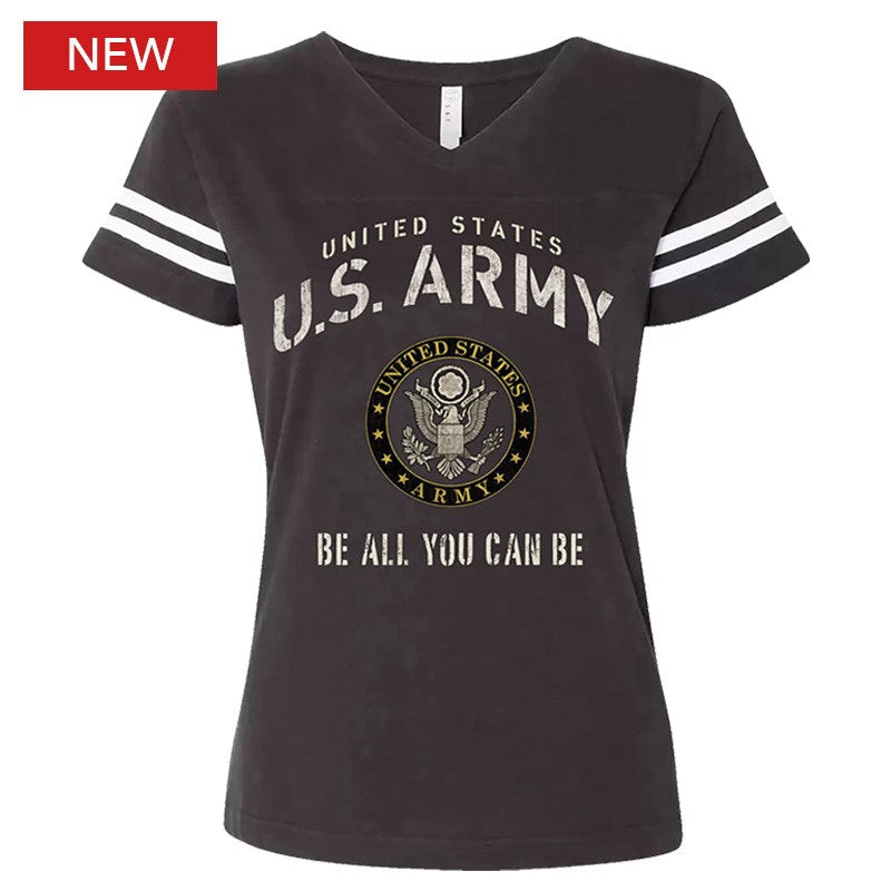 Army Lady Stencil Logo Ladies V-Neck T-Shirt