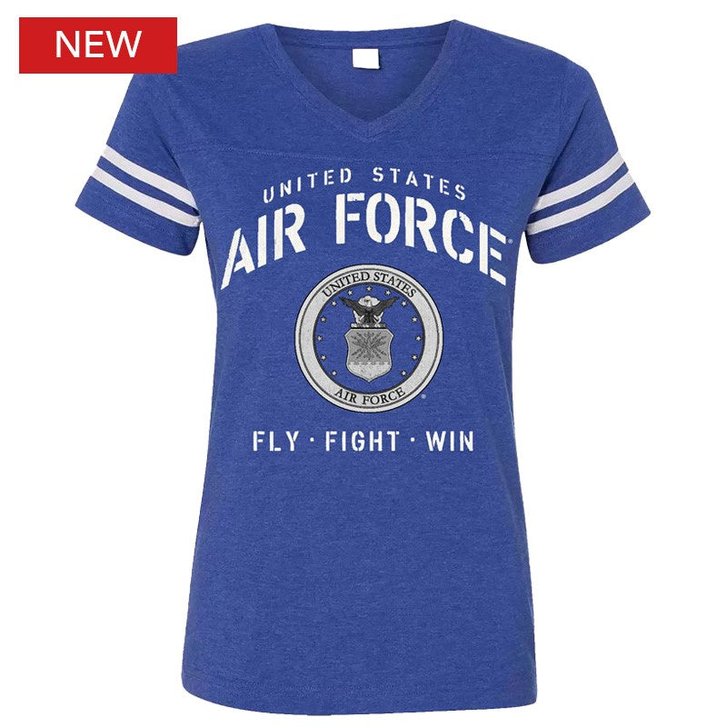 Air Force Lady Stencil Logo Ladies V-Neck T-Shirt